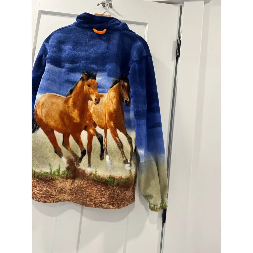 Wildkind Horse Print Fleece Full-Zip Mock Neck Jacket large